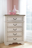 Realyn Full Upholstered Panel Bed, Dresser, Mirror, Chest and 2 Nightstands
