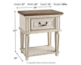 Realyn Queen Upholstered Panel Bed, Dresser, Mirror and 2 Nightstands