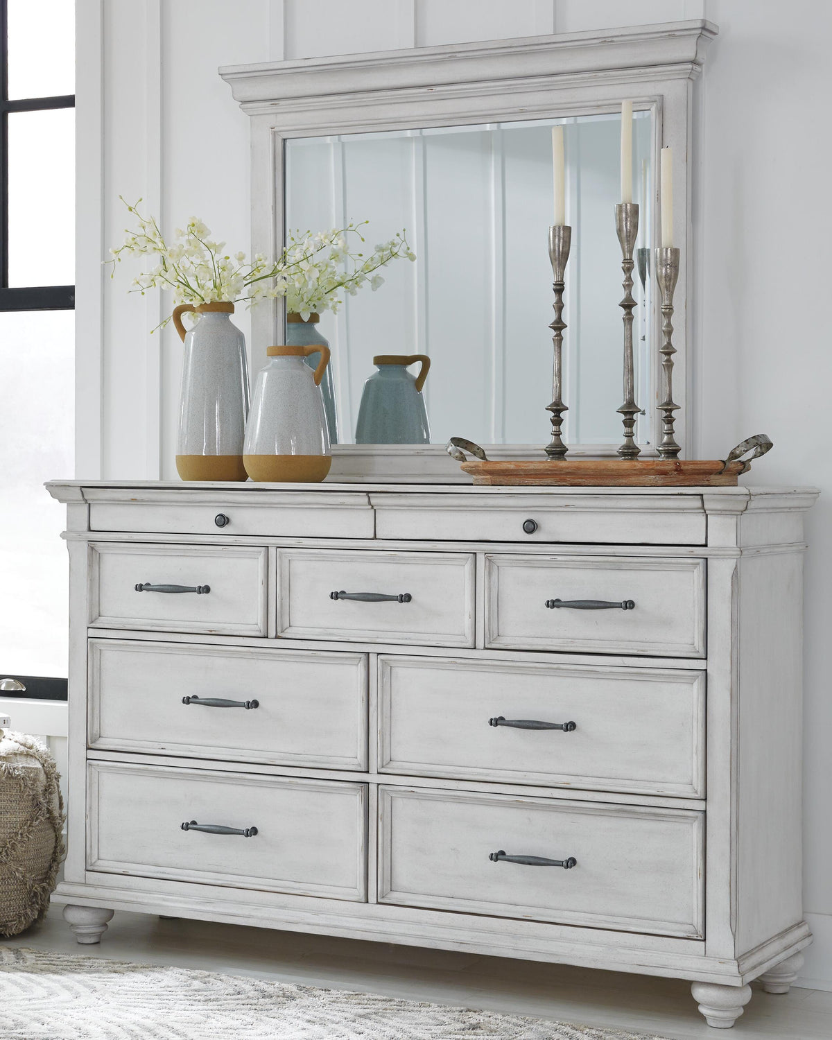 Kanwyn Queen Panel Storage Bed, Dresser, Mirror and Nightstand