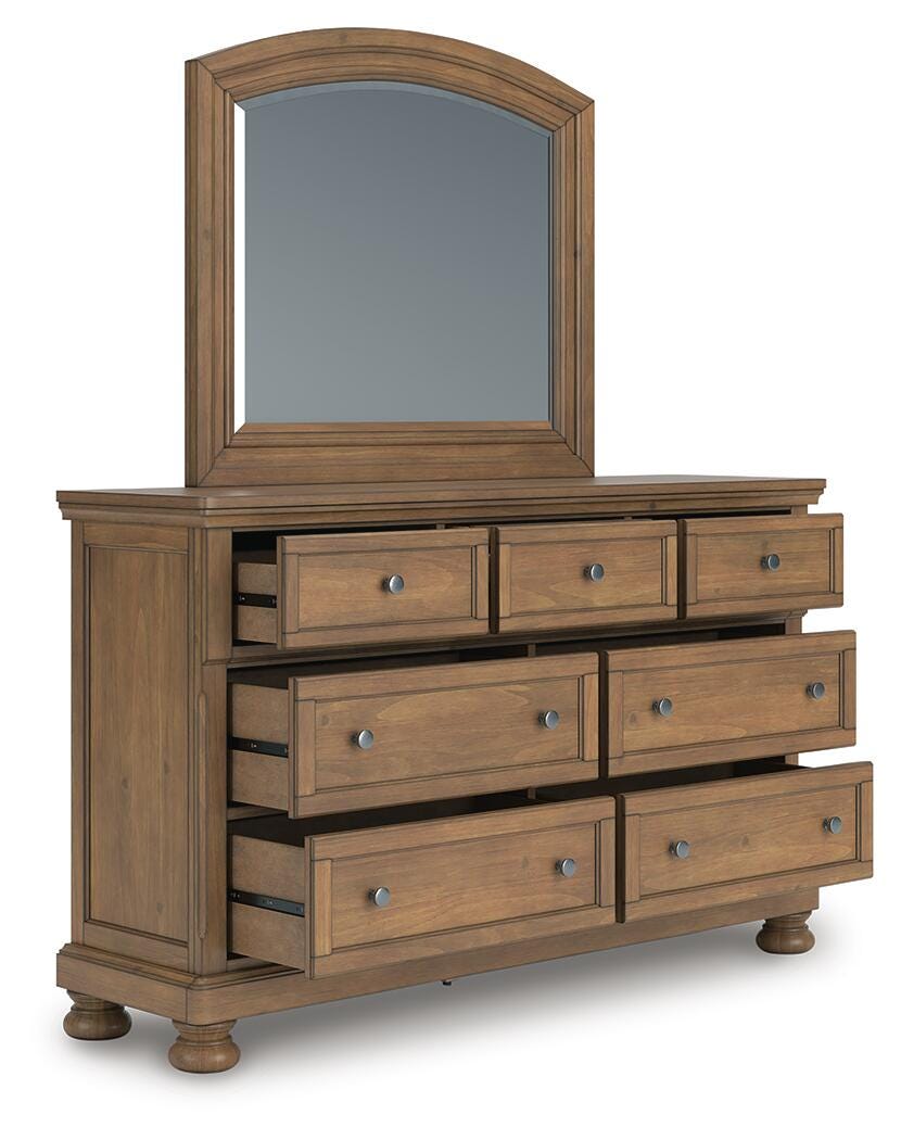 Feddinger Queen Sleigh Storage Bed, Dresser and Mirror
