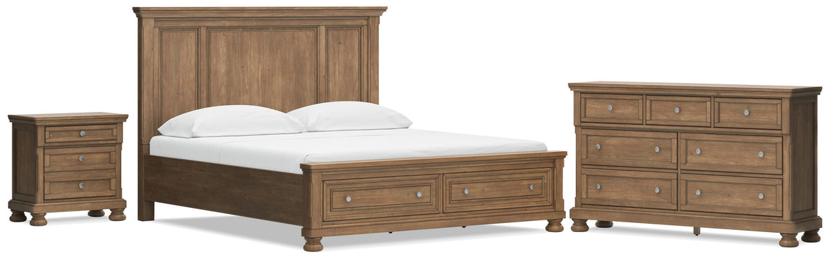 Feddinger California King Panel Storage Bed, Dresser and Nightstand