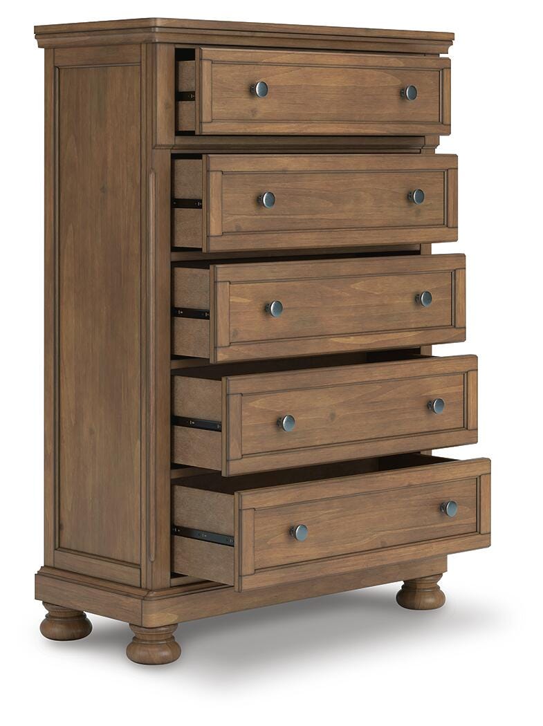 Feddinger Queen Sleigh Bed, Dresser, Mirror, Chest and Nightstand