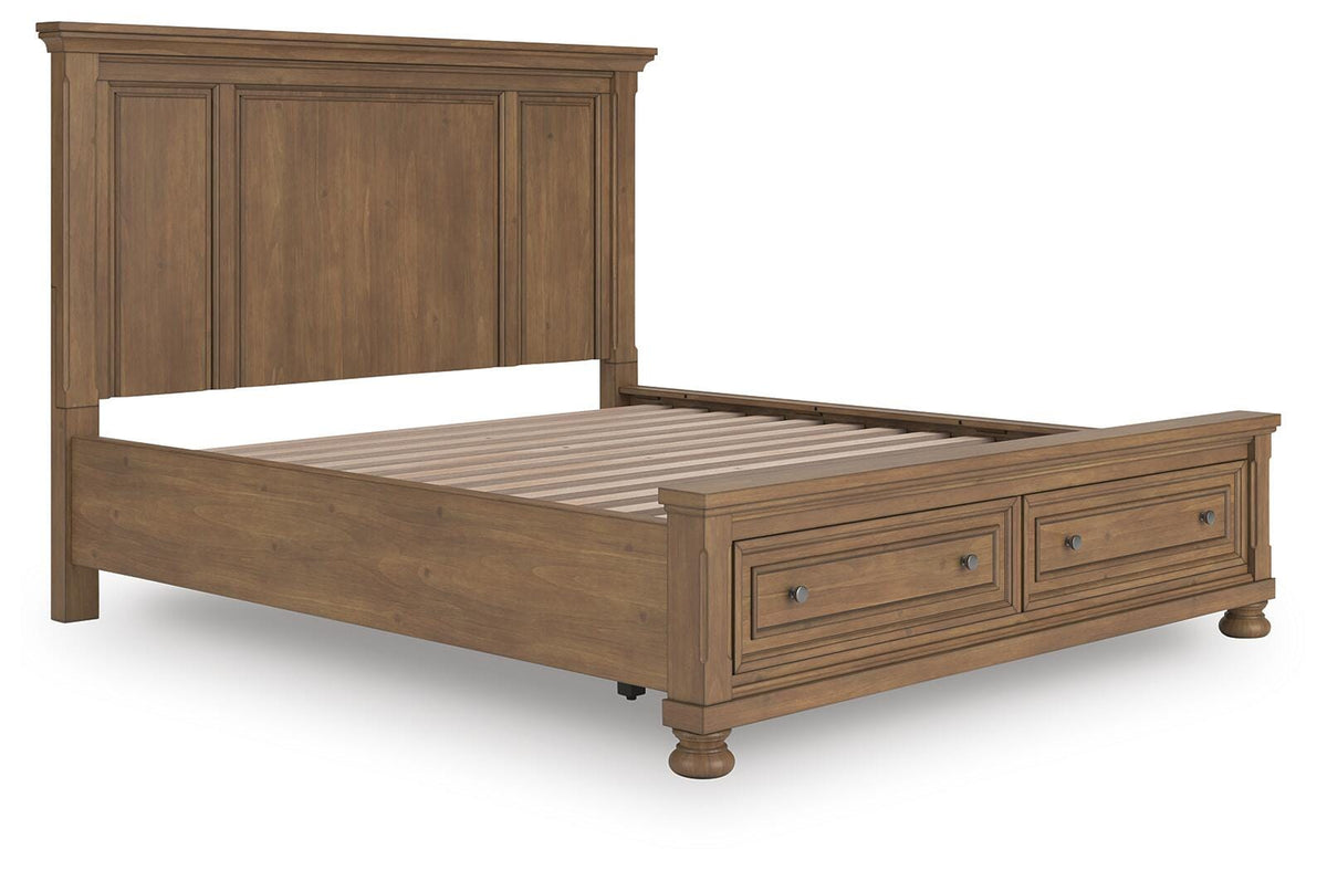 Feddinger California King Panel Storage Bed, Dresser and Nightstand