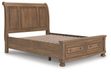 Feddinger Queen Sleigh Storage Bed, Dresser and Mirror