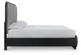 Rowanbeck Queen Upholstered Panel Bed, Dresser, Mirror and Nightstand