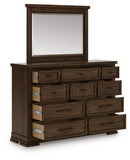 Taffenbrook Queen Panel Storage Bed, Dresser and Mirror