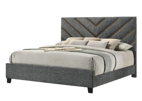 Zane Brown/Gray Upholstered King Bed