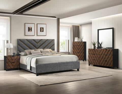 Zane Brown/Gray Upholstered Bedroom Set