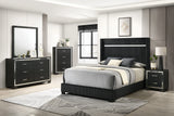 Gennro Black Corduroy Upholstered Panel Bedroom Set