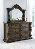 Maylee King Upholstered Bed, Dresser, Mirror and 2 Nightstands