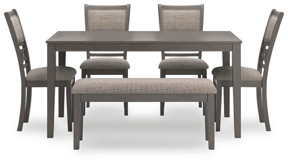 Wrenning Dining Table and 4 Chairs and Bench (Set of 6)