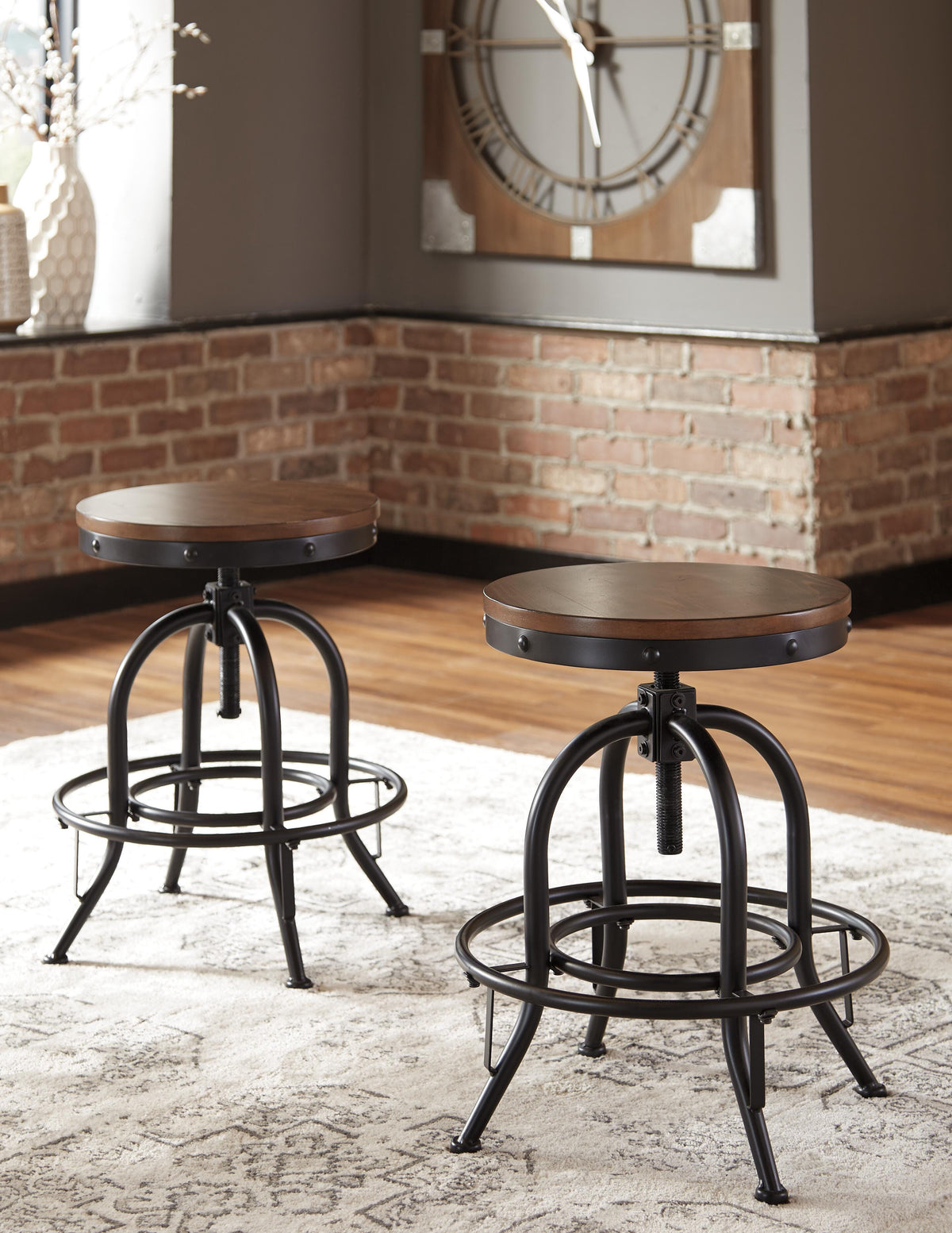 Valebeck Counter Height Dining Table, 6 Barstools and Server
