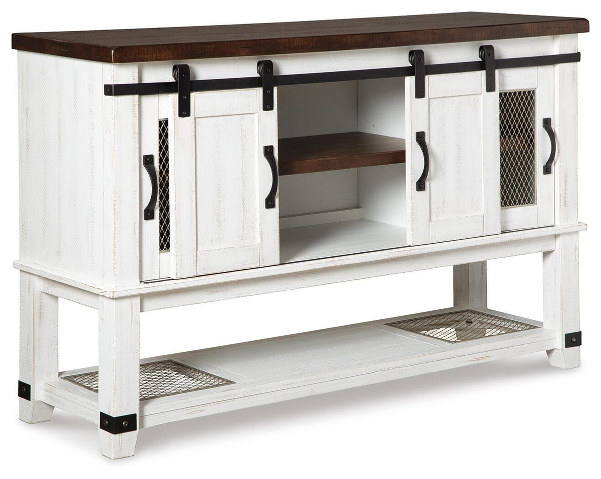 Valebeck Counter Height Dining Table, 6 Barstools and Server