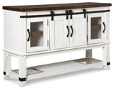 Valebeck Counter Height Dining Table, 6 Barstools and Server