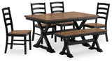 Wildenauer Dining Table, 4 Chairs and Bench