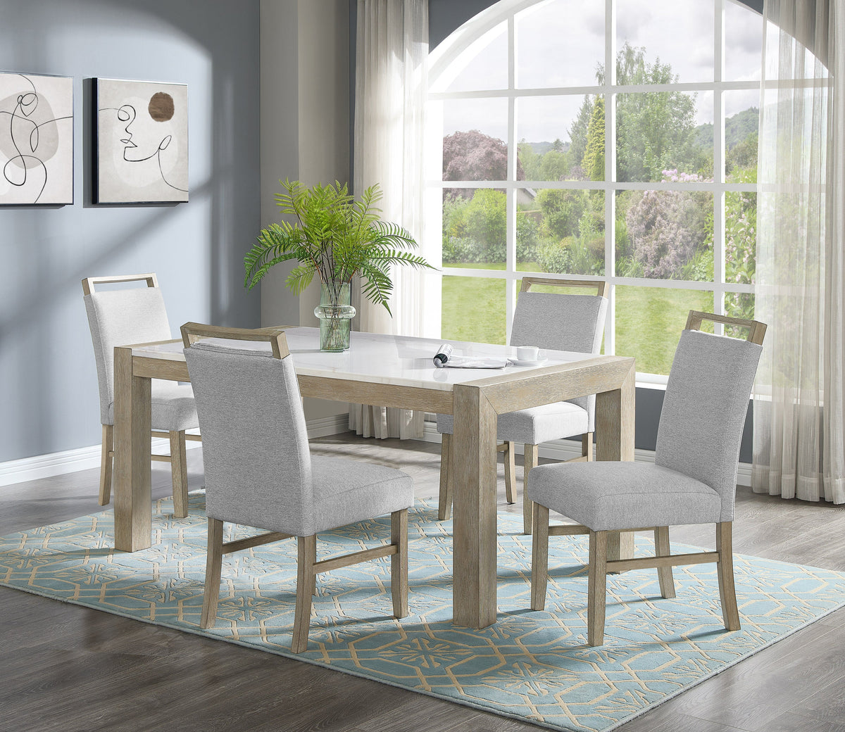 Dune Light Gray Genuine Marble Dining Set | Crown Mark | Olivia Furniture