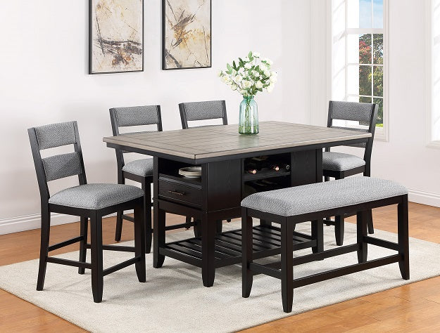 Frey Black/Gray Counter Height Chair, Set of 2 - Crown Mark | Olivia Furniture