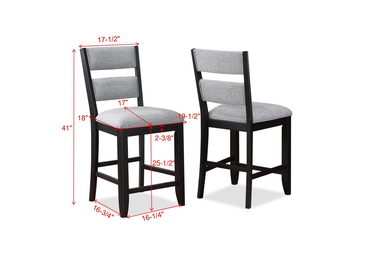 Frey Black/Gray Counter Height Chair, Set of 2 - Crown Mark | Olivia Furniture