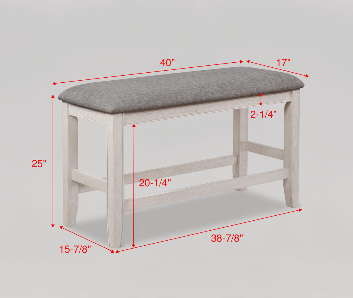Fulton White Counter Height Dining Bench - Crown Mark | Olivia Furniture