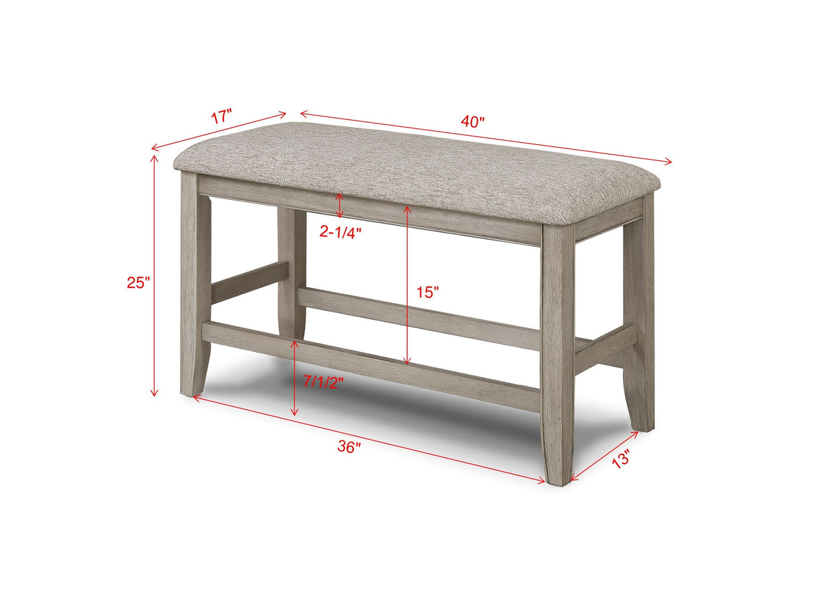 Fulton White Oak Counter Height Dining Bench - Crown Mark | Olivia Furniture