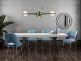 Swell Performance Velvet Dining Chair - Sea Blue