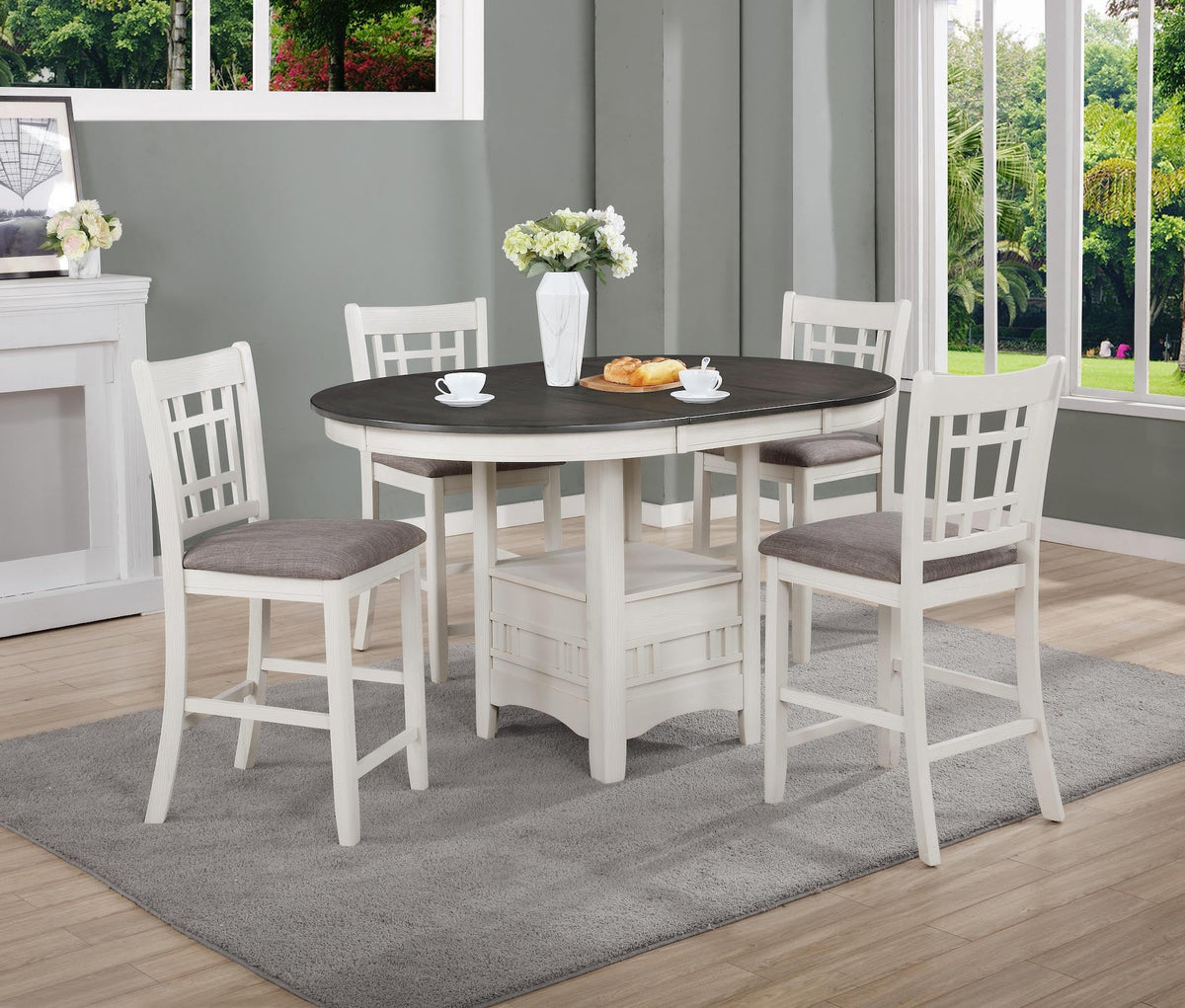 Hartwell Chalk Gray Counter Height Dining Set | Crown Mark | Olivia Furniture
