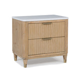 Kara Cerused Natural Upholstered Panel Bedroom Set