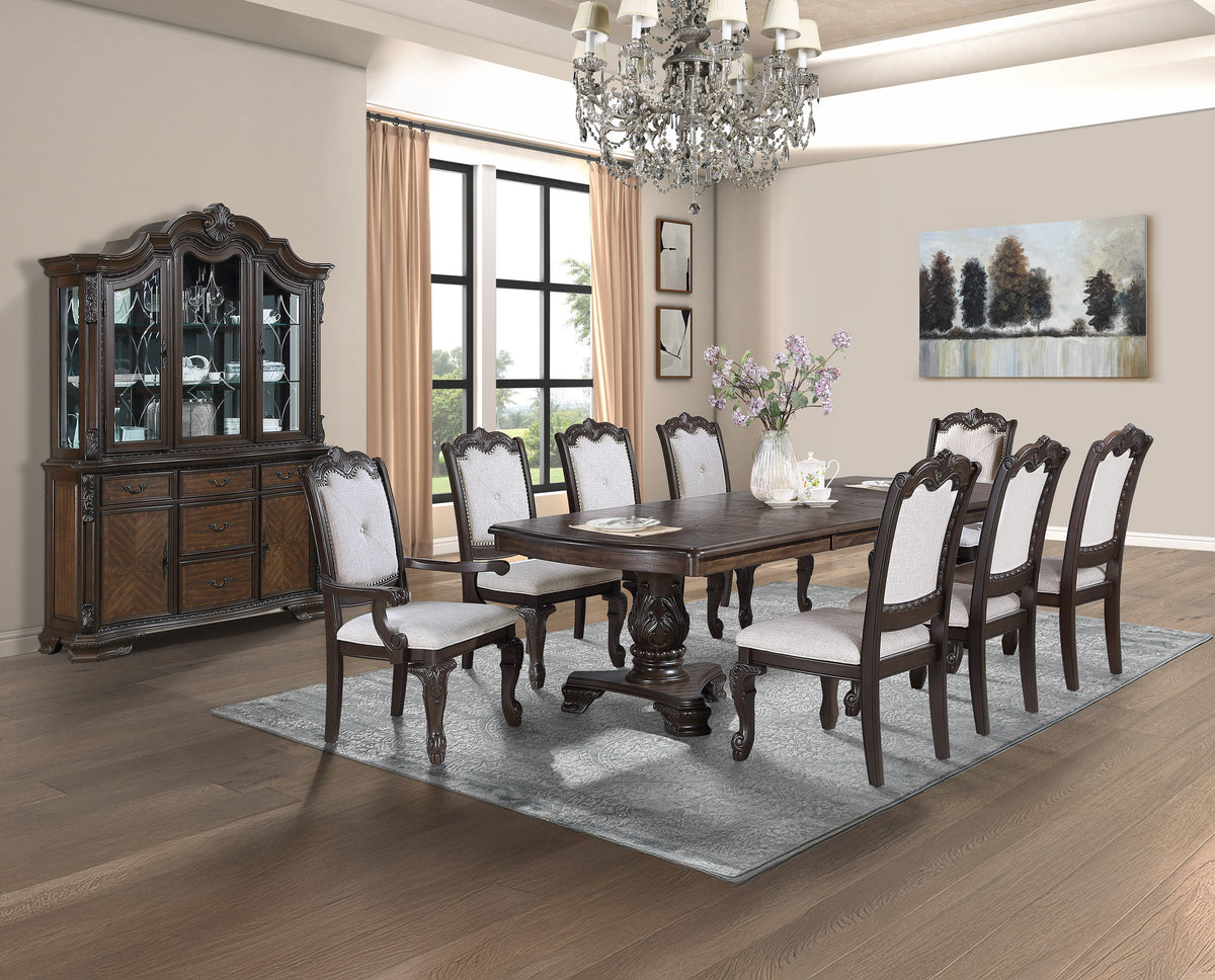Kiera Coffee Brown Formal Extendable Dining Table