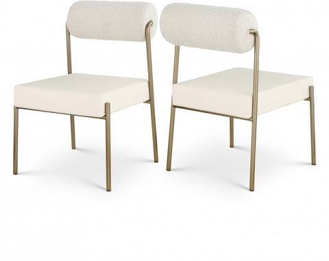 Carly Boucle Fabric And Vegan Leather Upholstered Dining Chair — 586-C