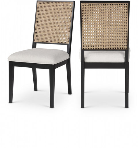 Butterfly Natural Cane And Linen Textured Fabric Upholstered Dining Chair — 705-C