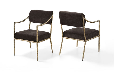Bastille Chenille Fabric Upholstered Dining Arm Chair — 77037-AC