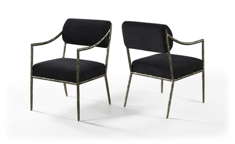 Bastille Chenille Fabric Upholstered Dining Arm Chair — 77038-AC