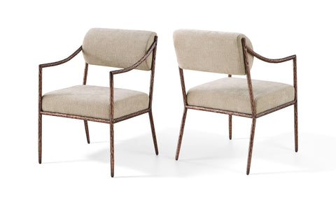 Bastille Chenille Fabric Upholstered Dining Arm Chair — 77039-AC
