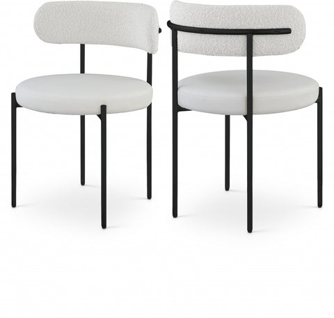 Beacon Cream Vegan Leather And Boucle Fabric Upholstered Dining Chair — 881-C