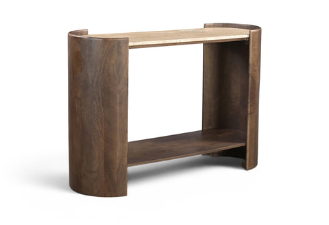 Solstice Travertine And Mango Wood Vanity/ Desk / Console — 77016-ST