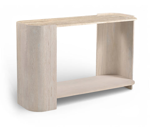 Calabria Genuine Marble And Oak Wood Console Table — 77045-ST