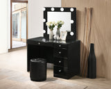 Morgan Black Makeup Vanity Set with Lighted Mirror - Crown Mark | Olivia Furniture