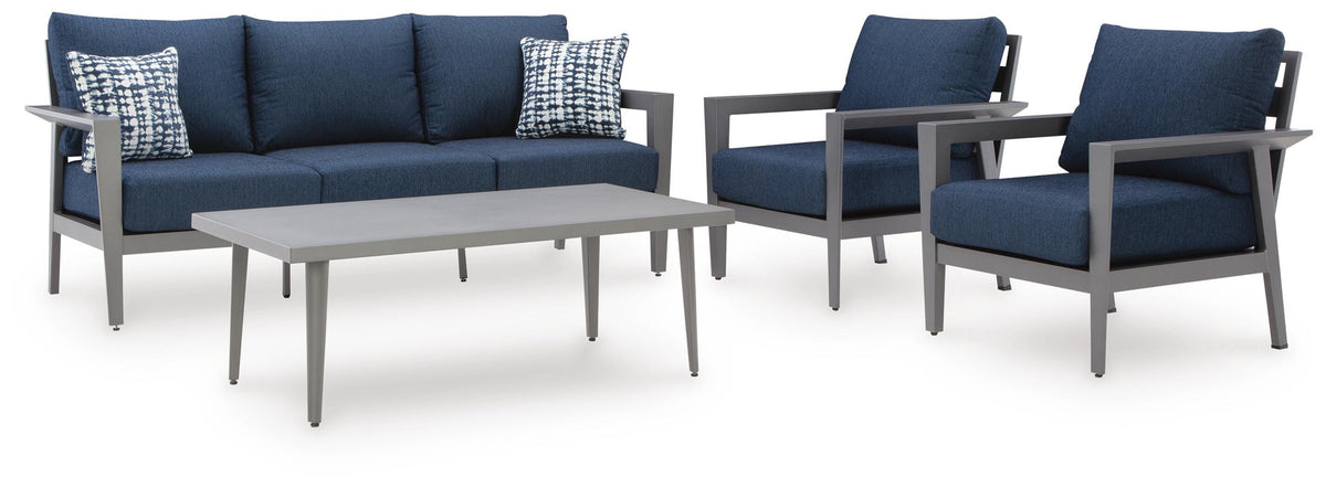 Gali Outdoor Sofa/Chairs/Table Set (Set of 4)