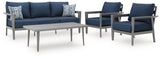 Gali Outdoor Sofa/Chairs/Table Set (Set of 4)