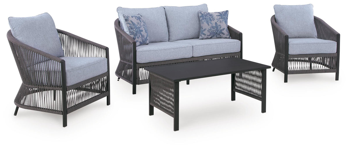 Bridges Beach Outdoor Love/Chairs/Table Set (Set of 4)