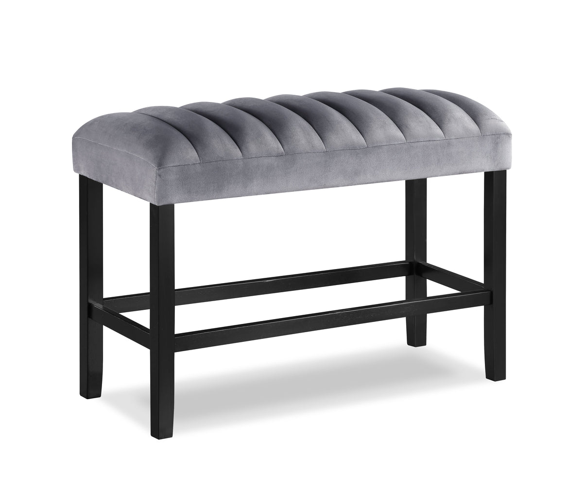 Pascal Black/Gray Counter Height Dining Bench - Crown Mark | Olivia Furniture
