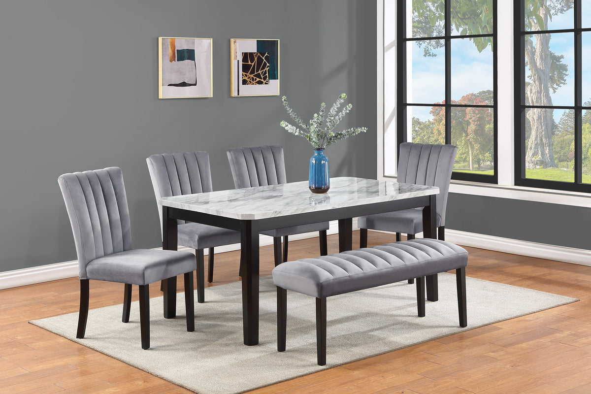 Pascal Black/Gray Marble-Top Dining Set | Crown Mark | Olivia Furniture