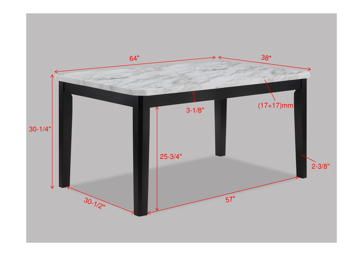 Pascal Black/Gray Marble-Top Dining Set | Crown Mark | Olivia Furniture