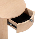 Marlow 19" Wood Round Nightstand With Drawer - Natural