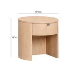 Marlow 19" Wood Round Nightstand With Drawer - Natural