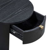 Marlow 19" Wood Round Nightstand With Drawer - Black