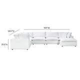 Cali 7-Piece Performance Fabric Modular Large Chaise Sectional - Pearl