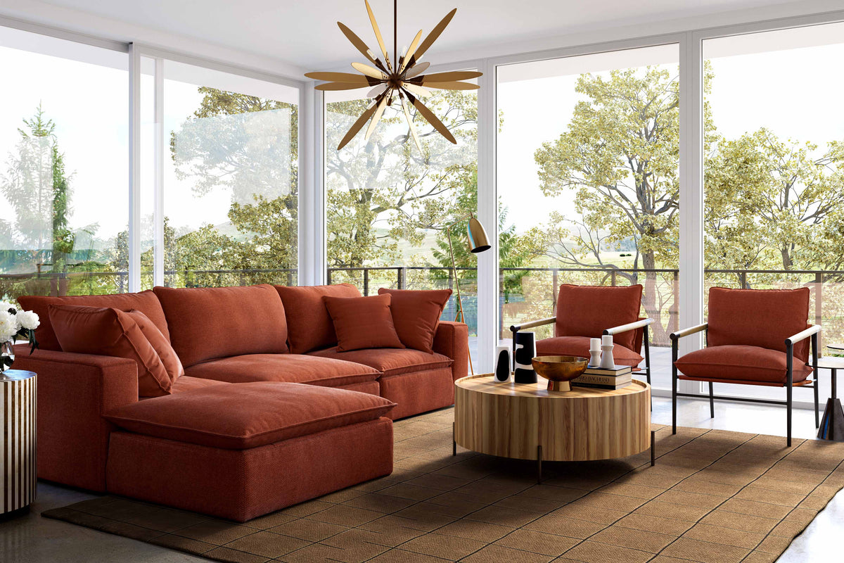Cali 4-Piece Performance Fabric Modular Sectional - Rust