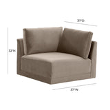 Willow Performance Velvet Modular Corner Chair - Taupe