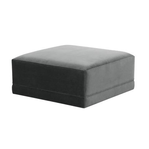 Willow Performance Velvet Modular Ottoman - Charcoal